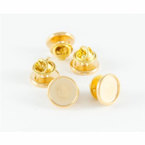 Premium Badge Blank round 12.4mm gold clutch and clear dome